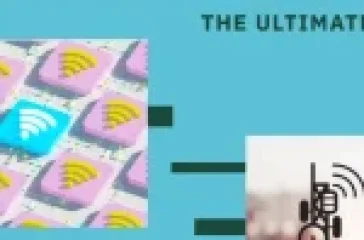 A promotional image for a guide on 5G networks, featuring a smartphone with a messaging interface, Wi-Fi icons, and two hands holding phones on a blue background. The right side shows an illustration of 5G towers with signal waves.