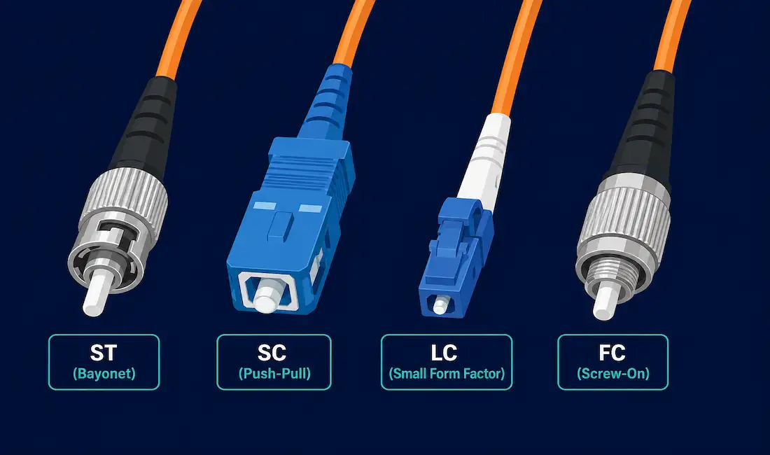 Fiber Optic Connectors Explained: St, Sc, Lc, And Fc Types 1 Comparison Of St, Sc, Lc, And Fc Fiber Optic Connector Types