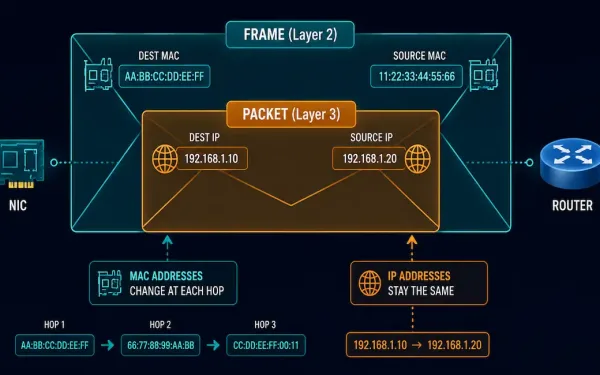 Diagram Comparing Network Layer Ip Addressing And Data Link Layer Mac Addressing