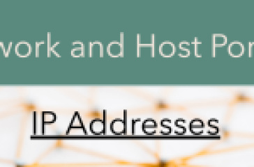 A graphic with the title 'Network and Host Portion' and subtitle 'IP Addresses,' featuring a blurred network diagram in the background and the NetworkUstad logo in the bottom right corner.