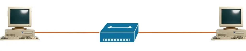 Diagram illustrating alternating data flow between two devices in half-duplex mode.