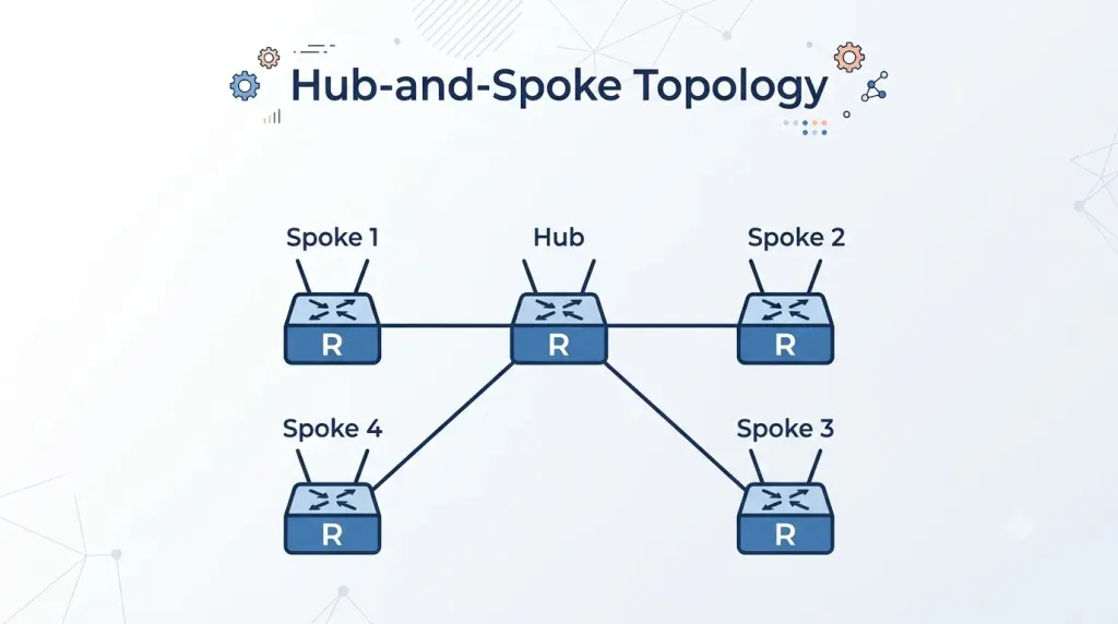 Understanding Network Topology: A Comprehensive Guide 3 Hub-And-Spoke Topology With One Central Hub And Multiple Spokes