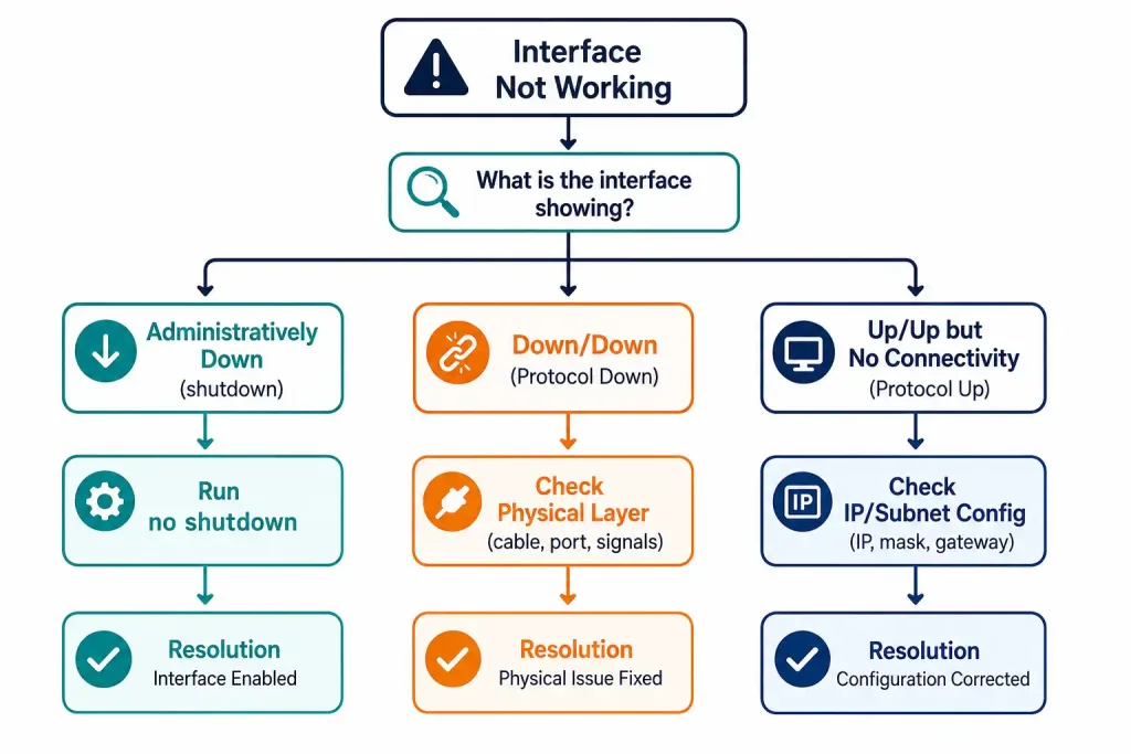 Cisco Router Interface Configuration: A Complete Cli Guide 3 Decision Tree For Diagnosing Cisco Router Interface Problems By Symptom