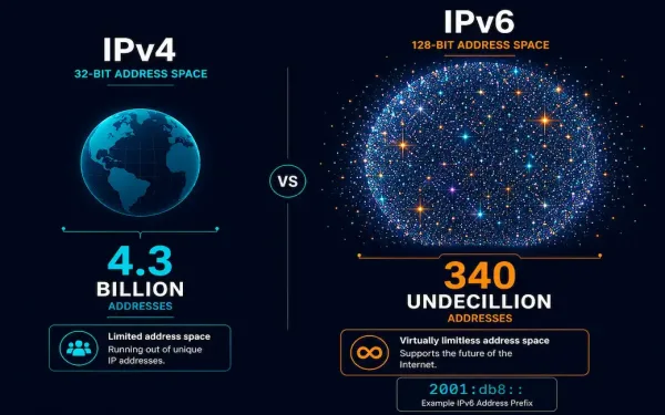 Size Comparison Between Ipv4'S 4.3 Billion Addresses And Ipv6'S 340 Undecillion Addresses