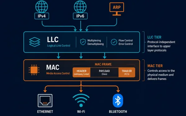 Diagram Showing Llc And Mac Sublayer Functions Within The Data Link Layer