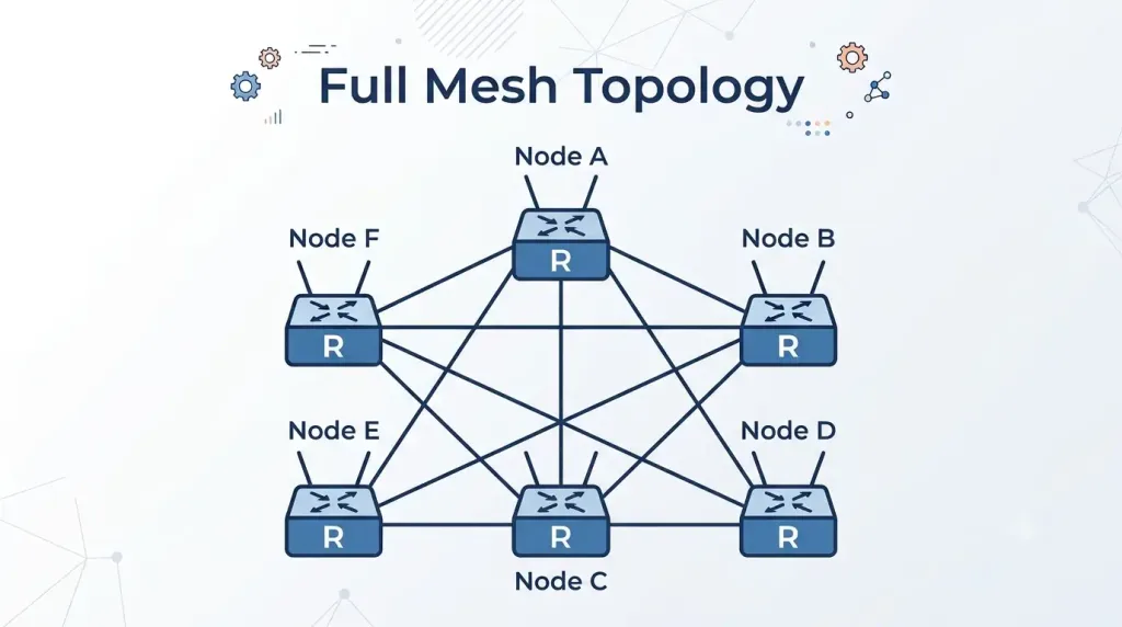 Understanding Network Topology: A Comprehensive Guide 4 Full Mesh Topology With Every Node Interconnected