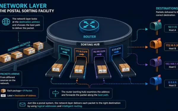 Postal Sorting Facility Illustrating How The Network Layer Routes Packets