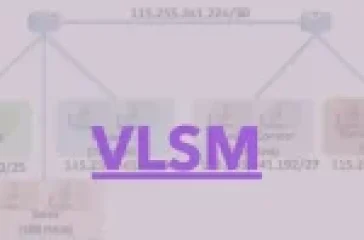 Diagram showing VLSM subnetting with IP ranges and host allocations for departments like Sales, HR, and Management.