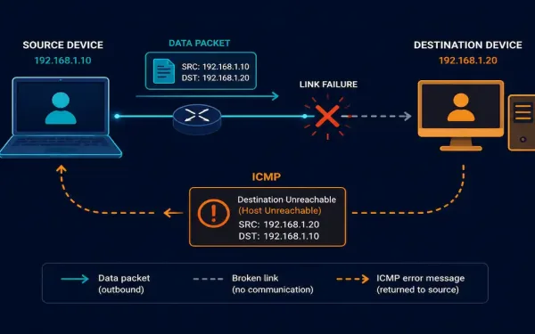Illustration Of An Icmp Error Message Returning To A Source Device After A Failed Delivery