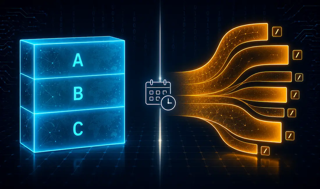Classful Vs. Classless Addressing: What'S The Difference? 1 A Rigid Three-Part Glowing Block Representing Classful Addressing Next To A Flexible Segmented Ribbon Representing Classless Addressing, Divided By A Marker For The 1993 Cidr Transition