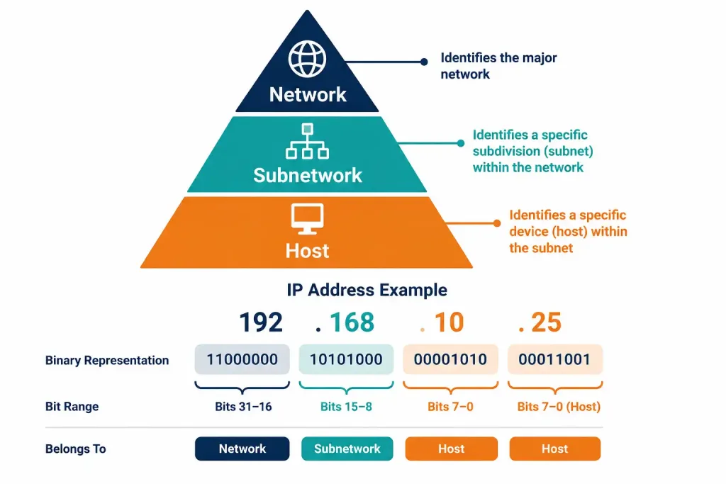 Introduction To Subnetting: How And Why To Divide A Network 2 Three-Tier Pyramid Showing The Network, Subnetwork, And Host Hierarchy