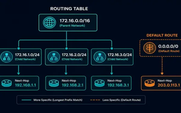 A Routing Table Shown As A Tree With A Parent Route Branching Into Child Routes
