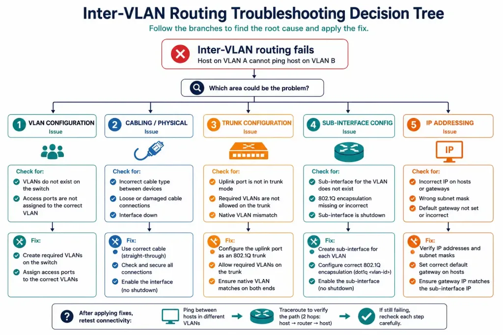 Router-On-A-Stick Inter-Vlan Routing: Configuration, Verification, And Troubleshooting 5 Decision Tree For Diagnosing Inter-Vlan Routing Failures