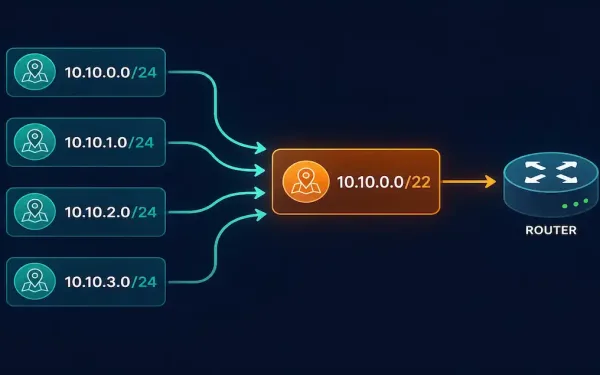 Four Separate /24 Network Routes Merging Into A Single /22 Summary Route
