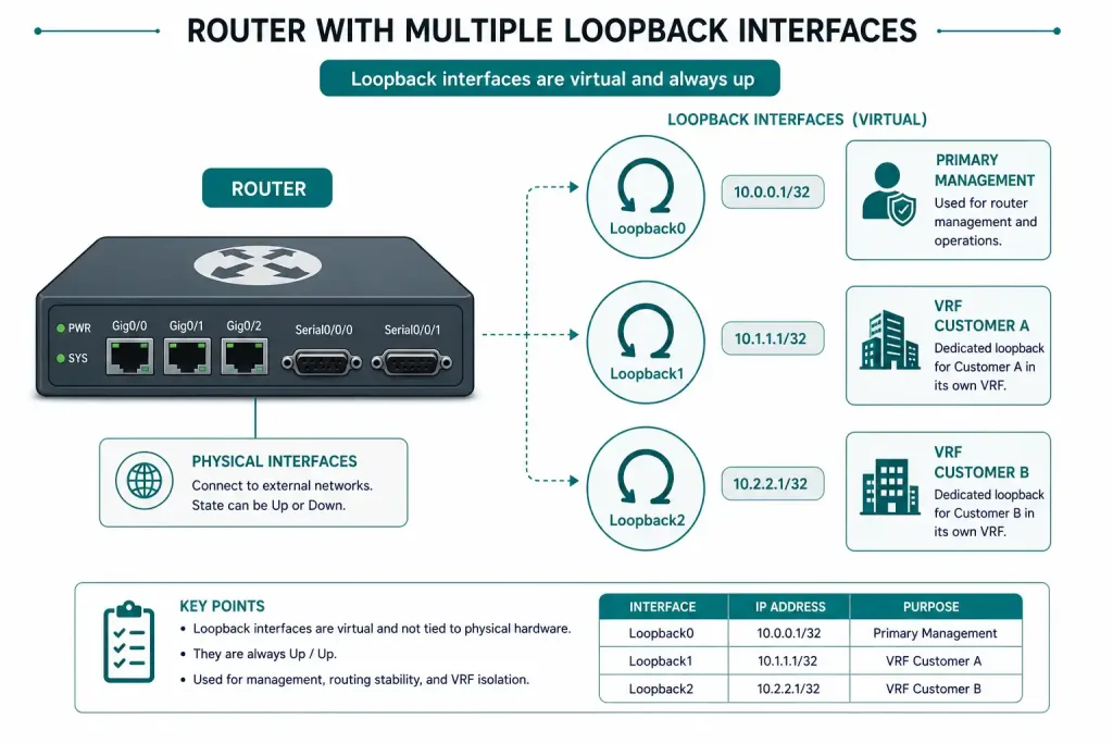 How To Configure An Ipv4 Loopback Interface 4 Diagram Showing Multiple Labeled Loopback Interfaces Each With A Clear Description Of Its Purpose
