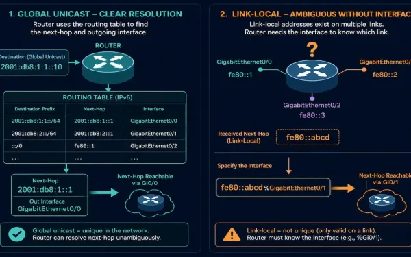 A Router Resolving A Global Ipv6 Next-Hop Automatically Versus Needing An Interface To Resolve A Link-Local Next-Hop