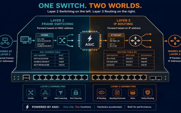 A Single Switch Device Shown Split Between Layer 2 Mac Switching And Layer 3 Ip Routing