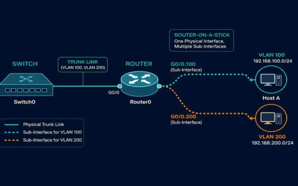 A Router'S Single Physical Interface Split Into Two Vlan Sub-Interfaces Over One Trunk Link