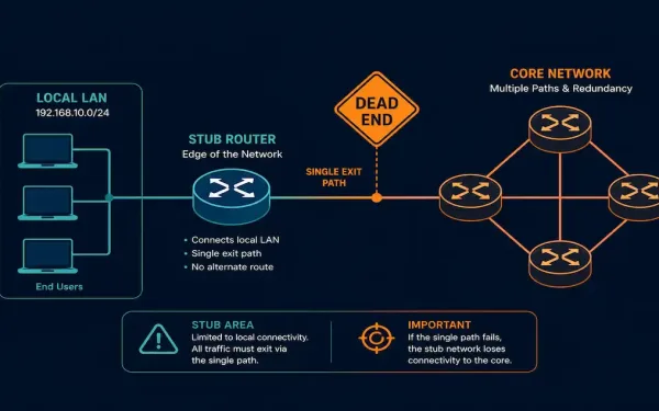 A Stub Router With A Single Exit Path Connecting A Local Lan To The Core Network