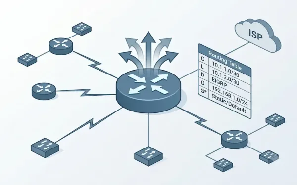 Cisco Routing Table Diagram Showing Route Source Codes And An Example Eigrp Route
