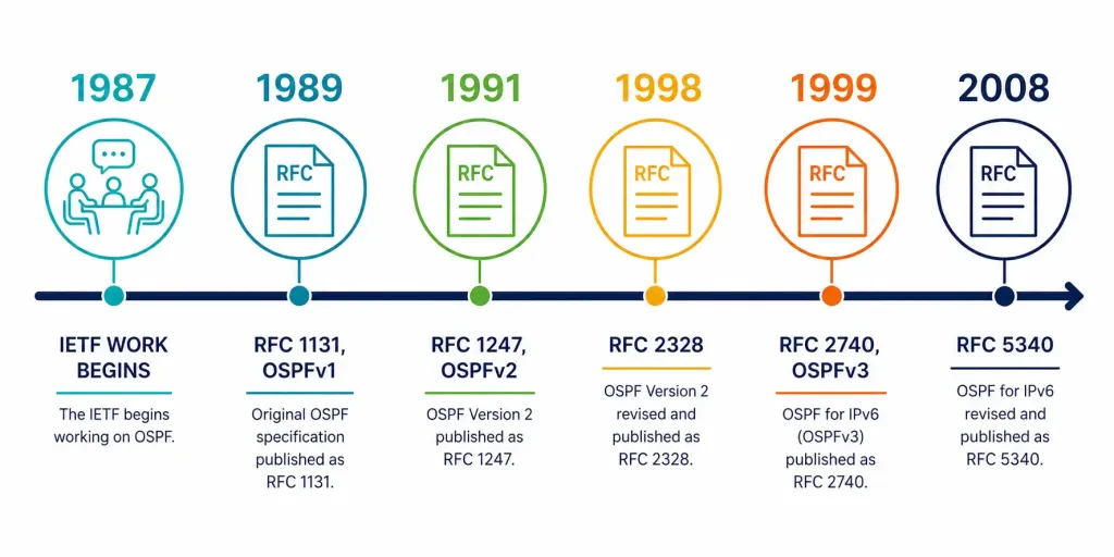 Introduction To Open Shortest Path First (Ospf) 2 Timeline Of Open Shortest Path First (Ospf) Development From 1987 Through The 2008 Ospfv3 Update