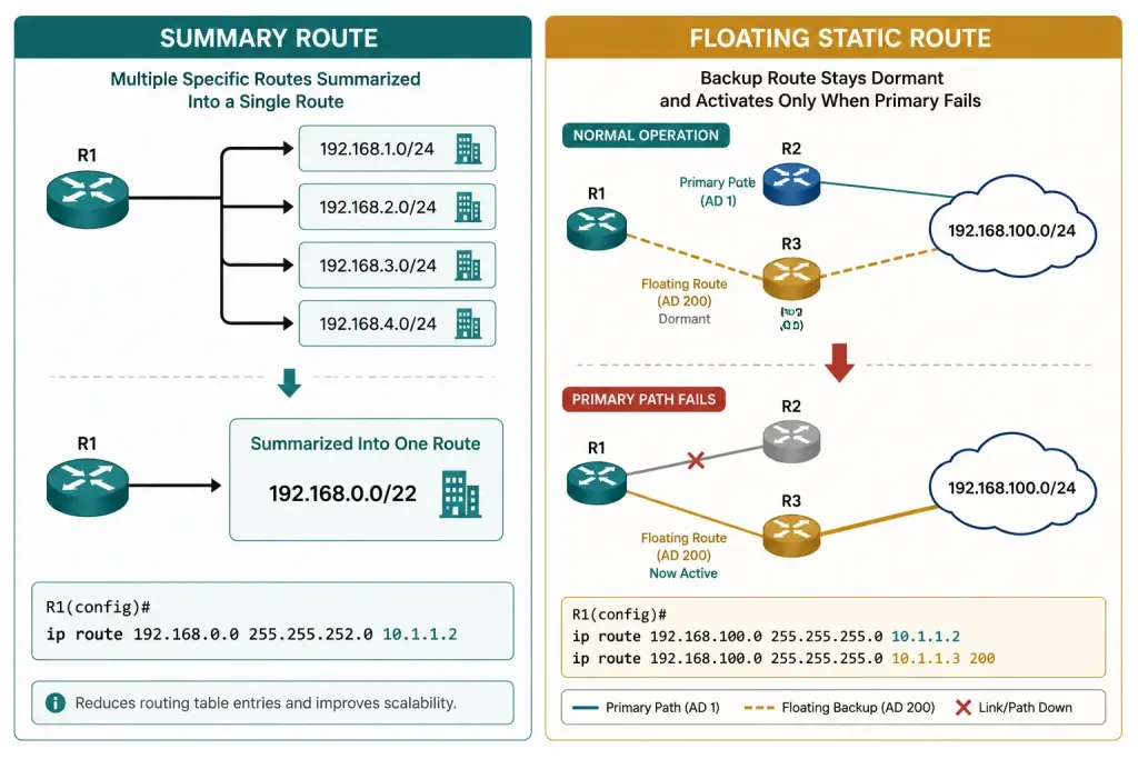 Static Route Configuration: Ipv4 And Ipv6 4 Comparison Diagram Showing The Same Static Route Configured Using An Exit Interface Versus A Next-Hop Ip Address
