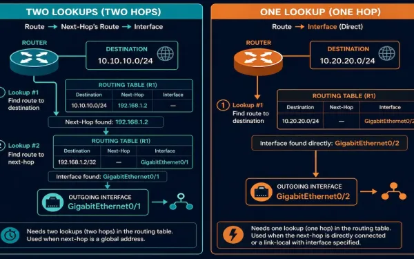 Comparison Of A Two-Step Recursive Lookup Versus A One-Step Directly Connected Lookup For Ipv6 Static Routes
