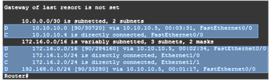 Best Route, Routing Table Terms CLI Screen