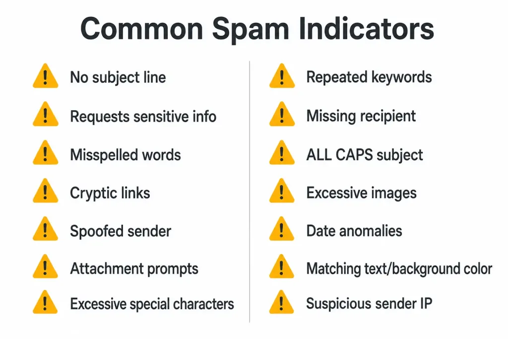 Identifying Spam Mail: A Practical Guide 3 Two-Column Checklist Of Fourteen Common Spam Email Indicators