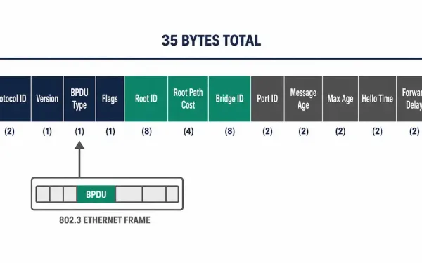 Labeled Diagram Of The 12-Field, 35-Byte Bpdu Frame Structure Encapsulated In An 802.3 Ethernet Frame