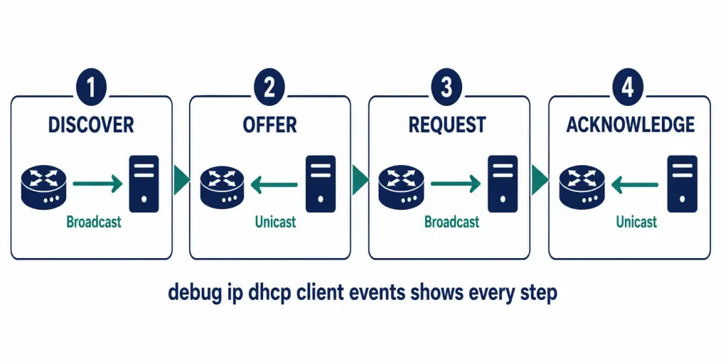 Configuring A Router As A Dhcpv4 Client 2 Four-Step Diagram Of The Dora Exchange As Seen From A Router Configured As A Dhcp Client, From Discover Through Acknowledge