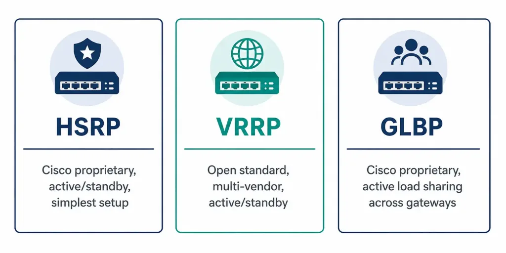 Default Gateway Limitations: Why One Static Gateway Isn'T Enough 4 Comparison Table Of Hsrp, Vrrp, And Glbp Across Vendor Support, Multi-Vendor Compatibility, And Load Balancing
