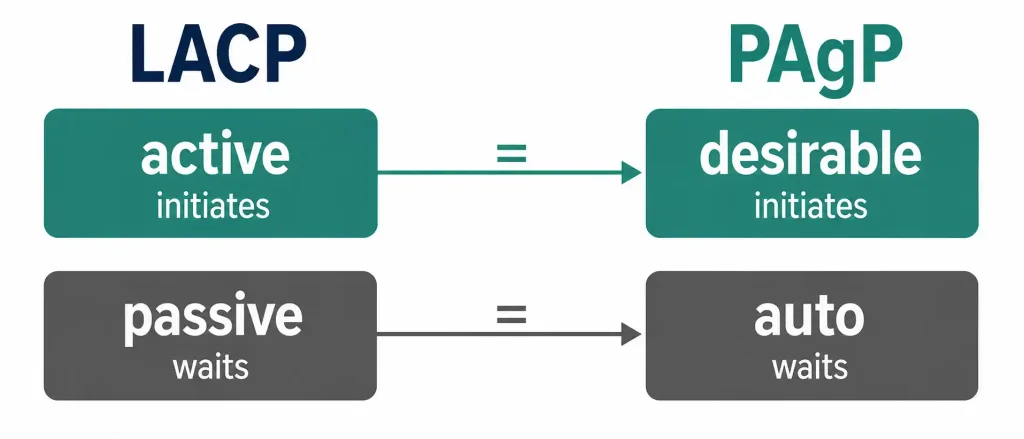 How To Configure Etherchannel: Restrictions And Step-By-Step Setup 2 Diagram Correctly Mapping Lacp'S Active/Passive Modes To Pagp'S Desirable/Auto Modes