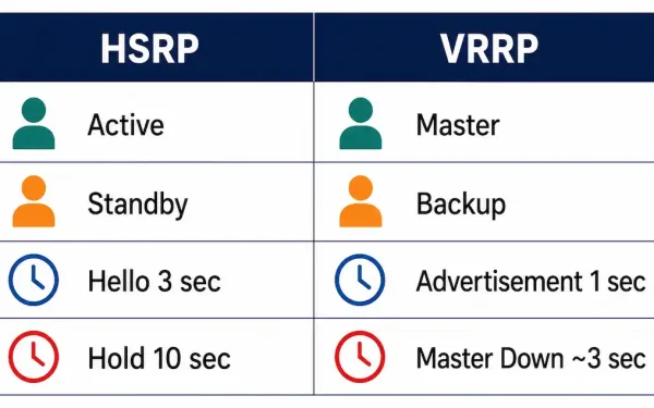 Side-By-Side Terminology Mapping Showing Hsrp'S Active/Standby Terms Against Vrrp'S Master/Backup Equivalents