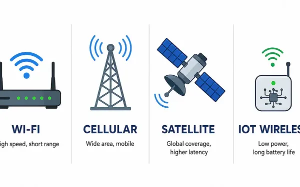 Four-Category Comparison Of Wi-Fi, Cellular, Satellite, And Short-Range Iot Wireless Technologies