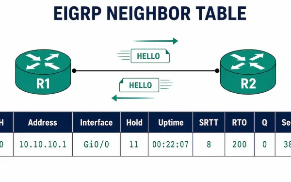 Two Eigrp Routers Exchanging Hello Packets, Shown Above A Mockup Of The Show Ip Eigrp Neighbors Table Output