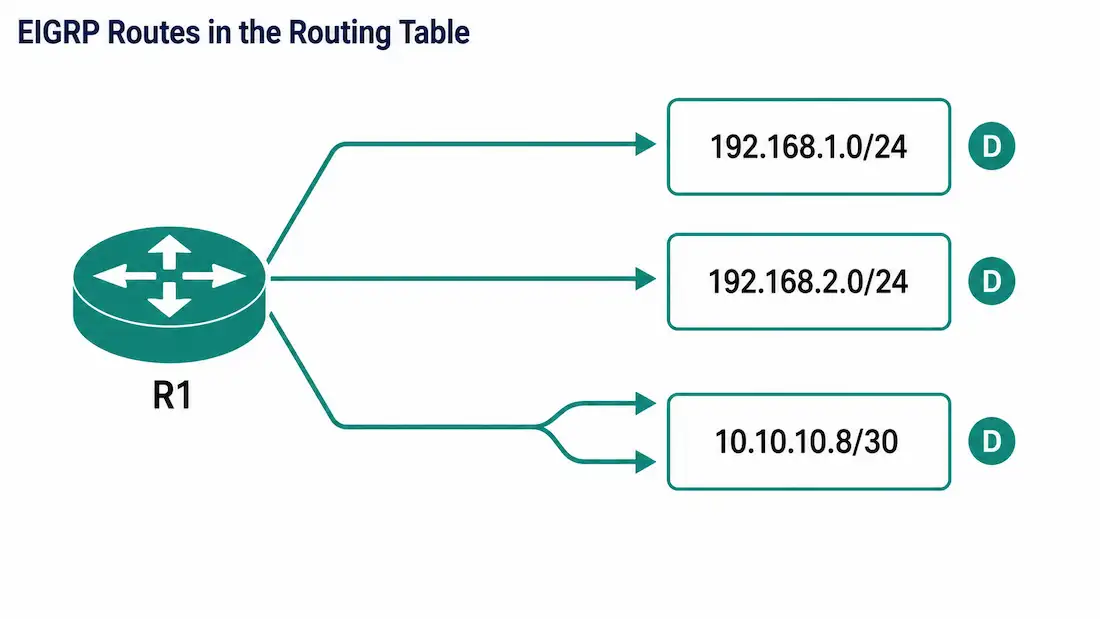 Examine Eigrp In The Routing Table 1 R1'S Routing Table Showing Three Eigrp-Learned Routes, Including One Reachable Through Two Equal-Cost Paths