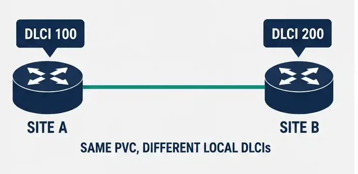 What Is Frame Relay? A Complete Ccna Guide 4 Diagram Showing How Dlci Numbers Identify Frame Relay Pvcs