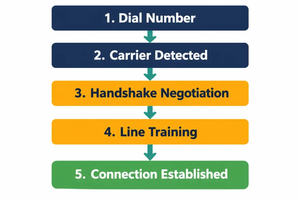 What Is Dial-Up? How Dial-Up Modem Connections Work 4 Five-Step Diagram Of The Dial-Up Modem Handshake Process