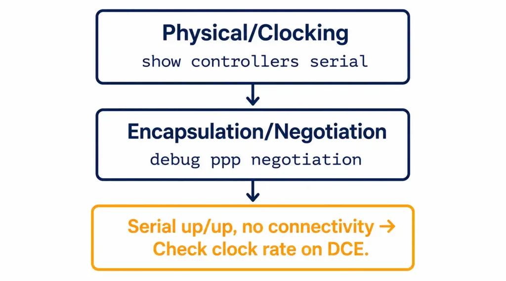 Introduction To Wan Technologies 7 Two-Layer Troubleshooting Flowchart For Wan Issues, Checking Physical/Clocking First Then Encapsulation/Negotiation