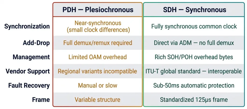 What Is Sdh? Synchronous Digital Hierarchy Explained 3 Sdh Vs Pdh Comparison What Is Sdh? Synchronous Digital Hierarchy Explained