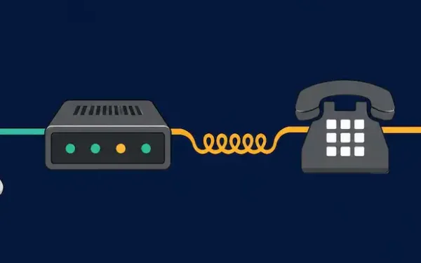 Vintage Dial-Up Modem Connecting A Computer To The Internet Via Phone Line