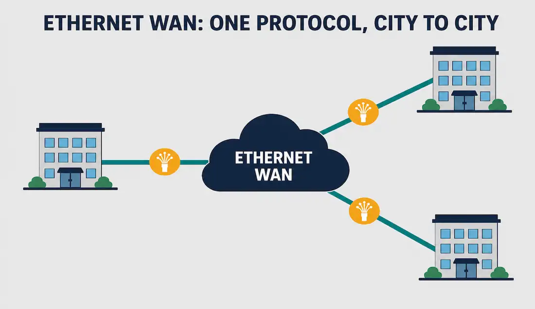 What Is Ethernet Wan? A Complete Ccna Guide 1 Ethernet Wan Connecting Multiple Sites Over Fiber Optic Cable