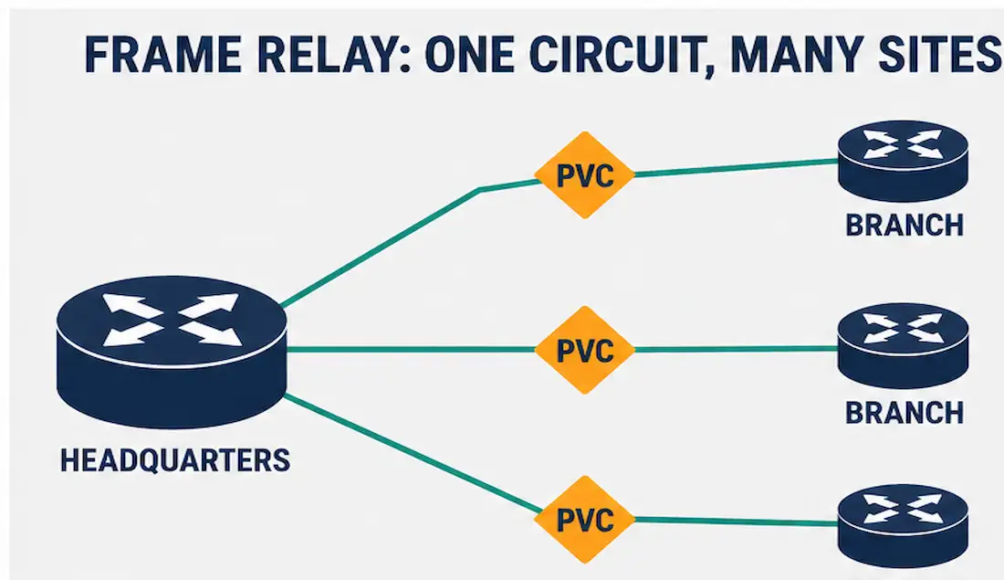 What Is Frame Relay? A Complete Ccna Guide 1 Frame Relay Network Connecting Multiple Sites Through A Single Access Circuit