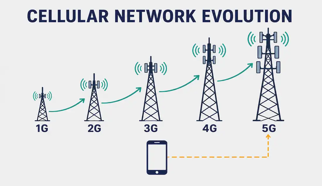 Cellular Network: How Cellular Wan Technology Works 1 Cellular Network Towers Connecting Devices Through Generations 2G To 5G