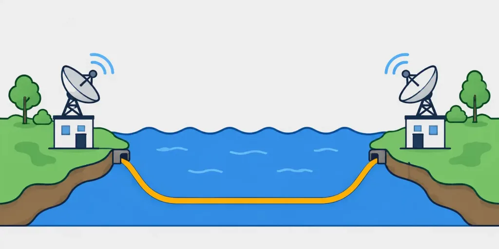 Point-To-Point Communication Links: A Complete Guide 4 Map Illustration Of An Undersea Fiber-Optic Cable Connecting Two Continents