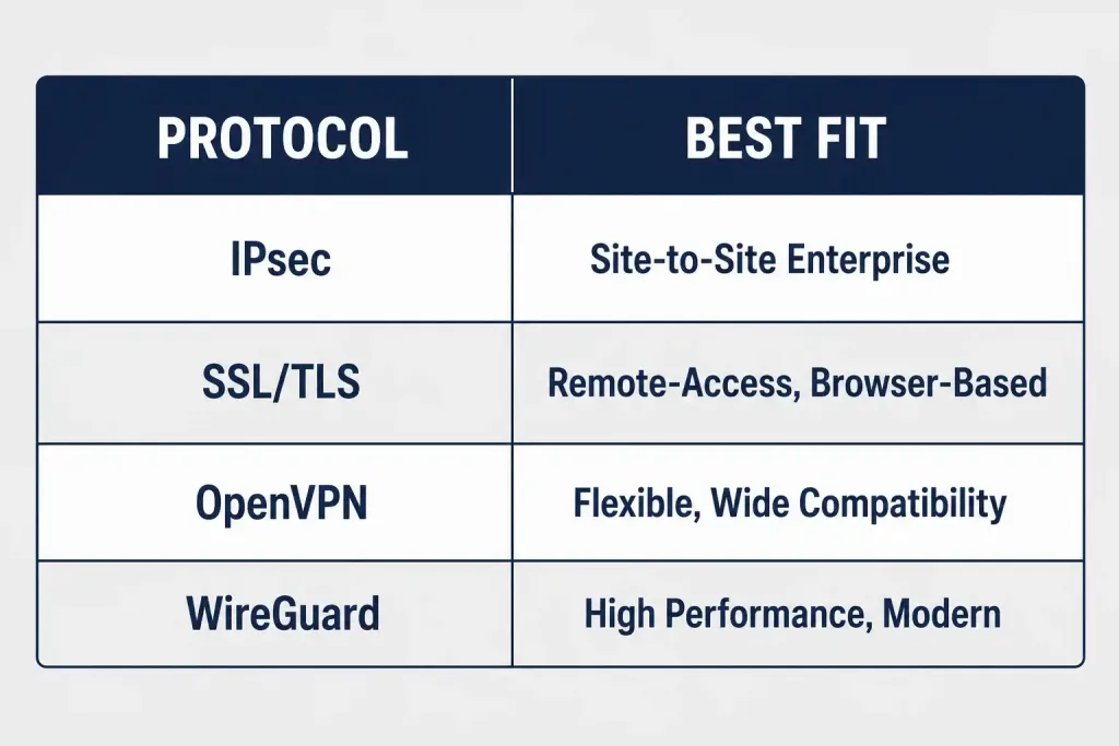 Vpn Technology: How Virtual Private Networks Work 5 Comparison Table Of Ipsec, Ssl/Tls, Openvpn, And Wireguard Vpn Protocols
