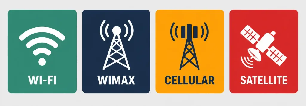 Wireless Internet: Wi-Fi, Wimax, Satellite, And Cellular Explained 2 Overview Diagram Of Four Wireless Internet Technology Categories