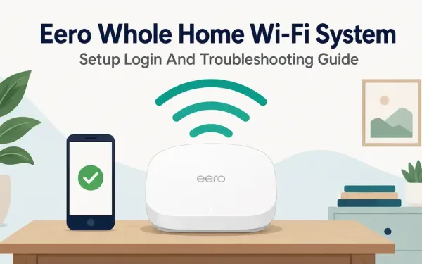 Illustration Of A Mesh Wi-Fi Router With Signal Waves And A Smartphone, Representing The Eero Whole-Home Wi-Fi System