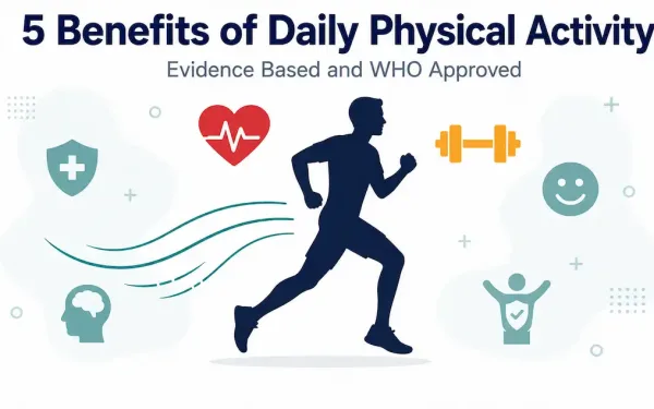 Illustration Of A Jogging Figure With A Heart Pulse Icon And A Dumbbell, Representing The Health Benefits Of Physical Activity